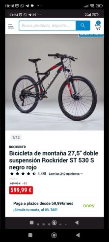 Bici de montaña rockrider 6.4